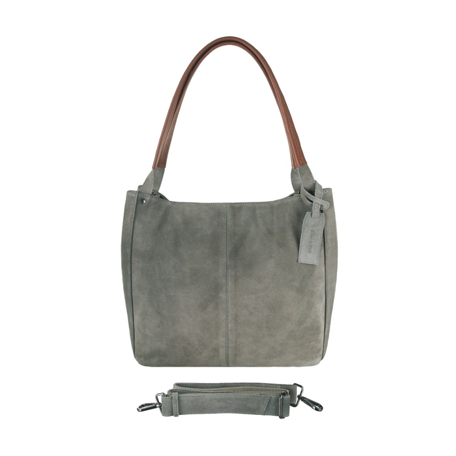 BULL&HUNT Shopper Tasche grau – stilvoll, groß und aus echtem Veloursleder